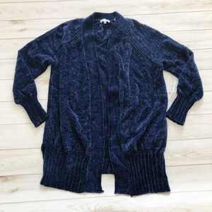Thyme + Honey Chenille Open Cardigan in Navy Blue